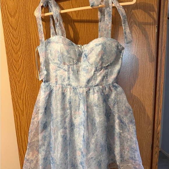 Francesca's Collections Dresses & Skirts - Francesca's Light Blue and Pink Floral Dress
